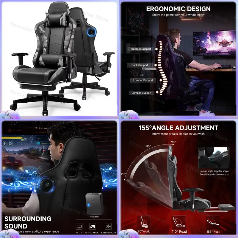 Ergonomic Gaming Chair with Bl - đánh giá và giá Bluetooth Speaker